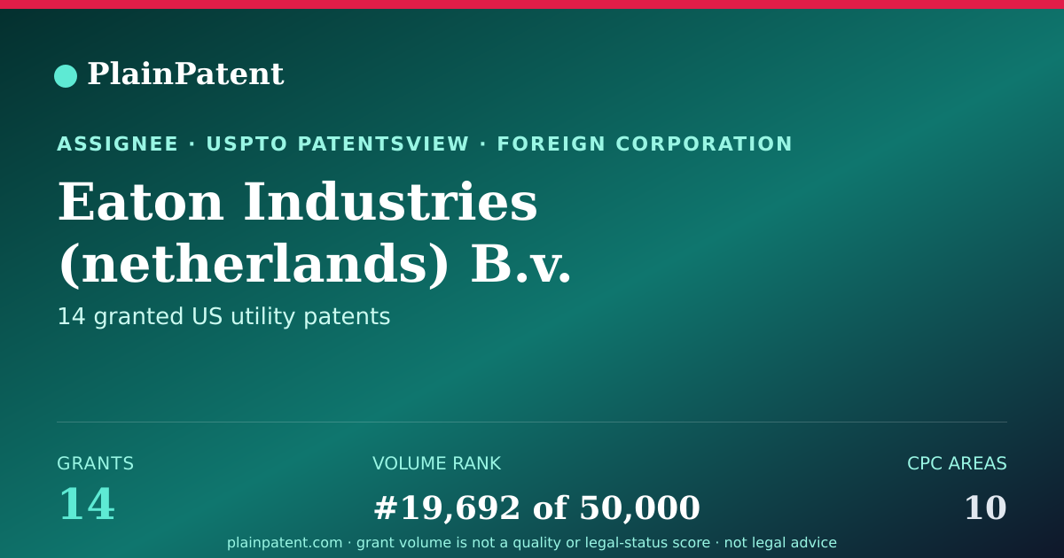 Shareable card for Eaton Industries (netherlands) B.v. Patent Portfolio