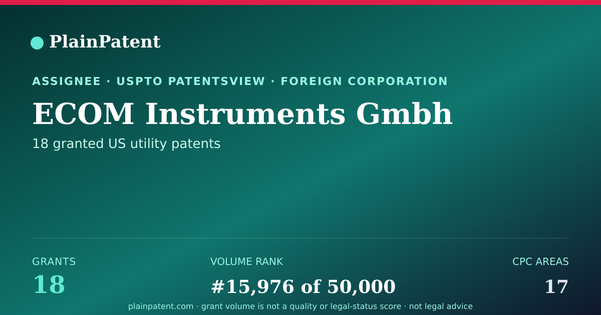 Shareable card for ECOM Instruments Gmbh Patent Portfolio