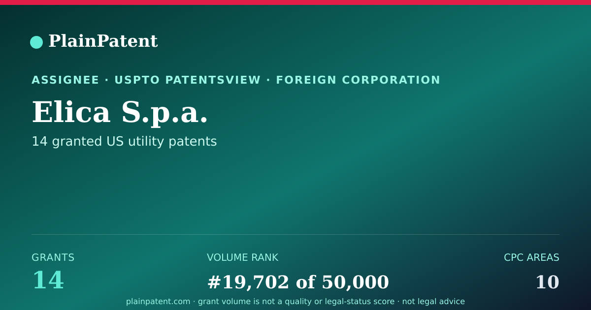 Shareable card for Elica S.p.a. Patent Portfolio