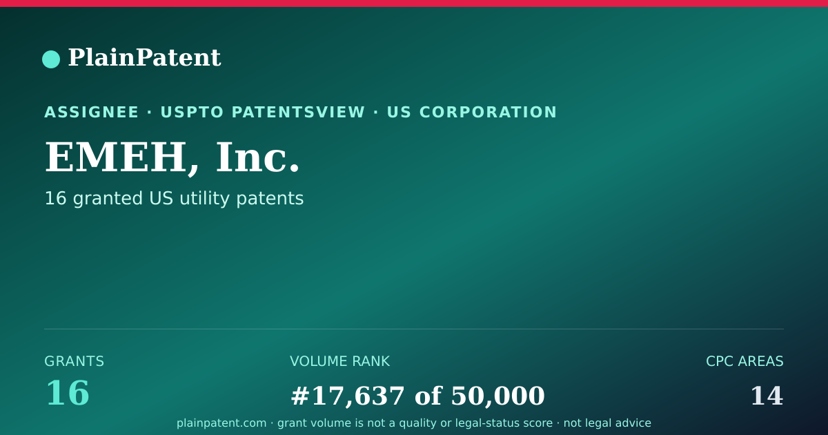Shareable card for EMEH, Inc. Patent Portfolio