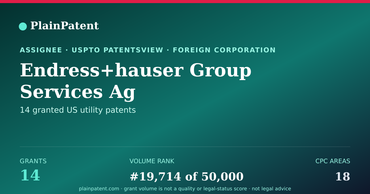 Shareable card for Endress+hauser Group Services Ag Patent Portfolio