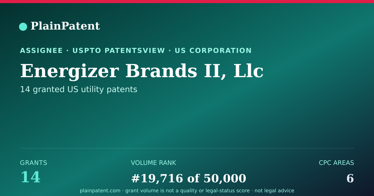 Shareable card for Energizer Brands II, Llc Patent Portfolio