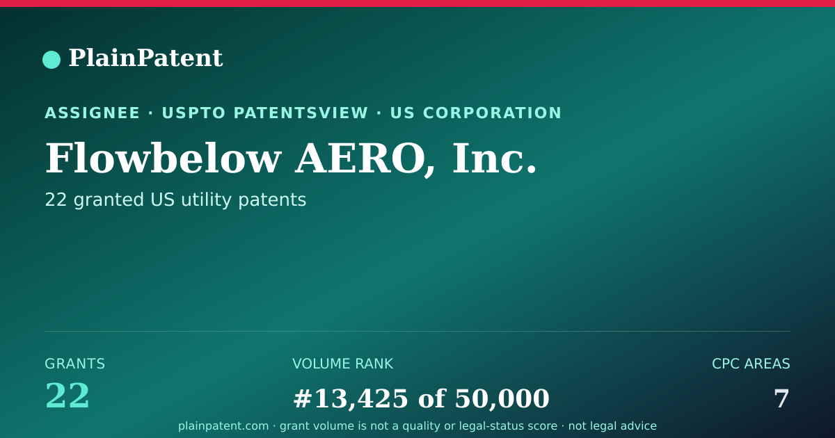 Shareable card for Flowbelow AERO, Inc. Patent Portfolio