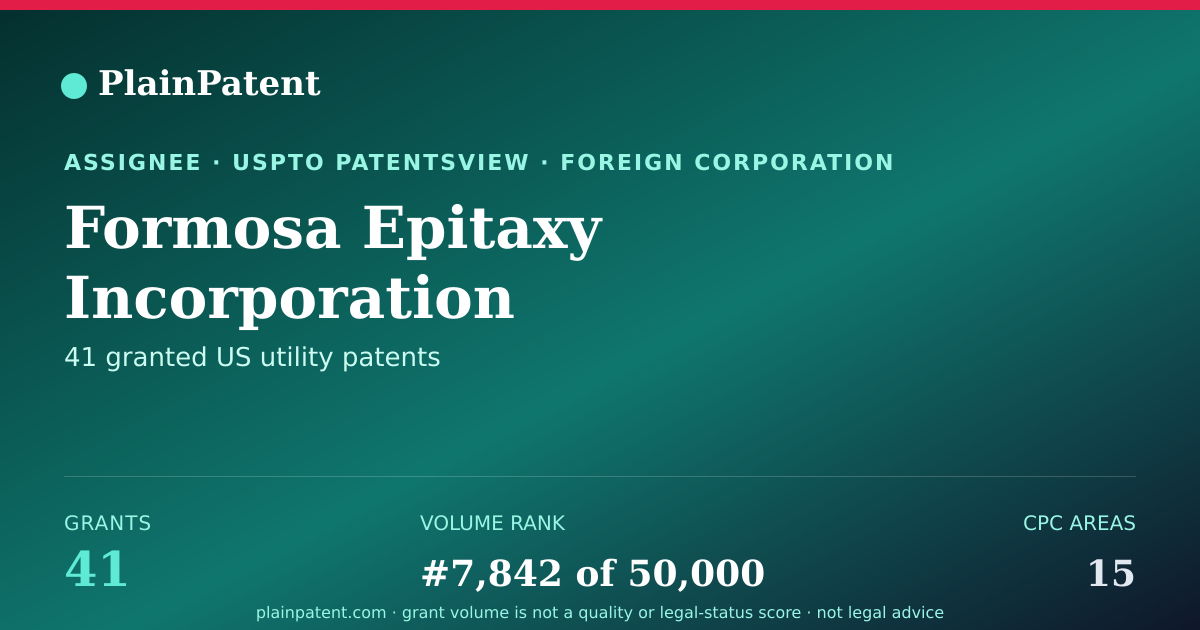 Shareable card for Formosa Epitaxy Incorporation Patent Portfolio