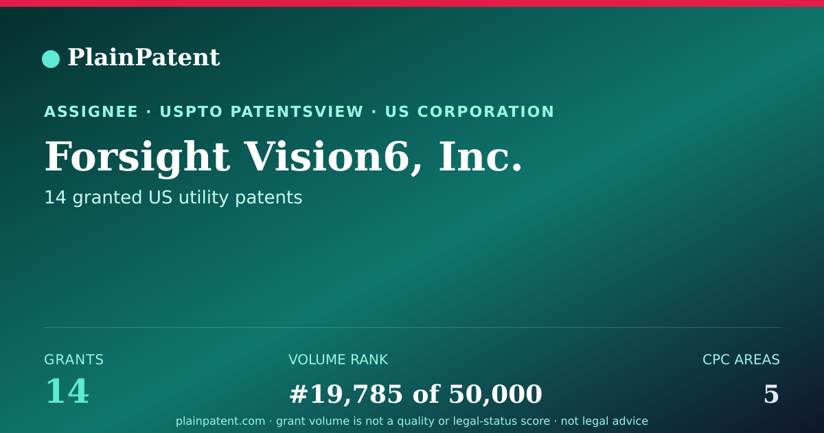 Shareable card for Forsight Vision6, Inc. Patent Portfolio