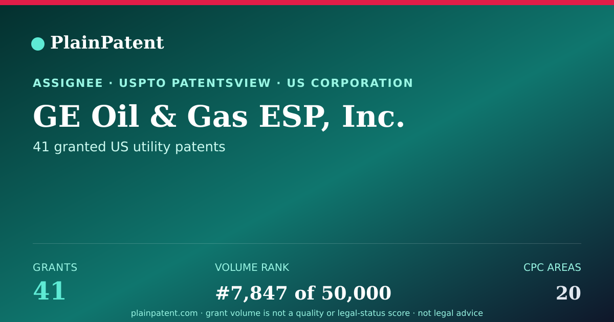 Shareable card for GE Oil & Gas ESP, Inc. Patent Portfolio