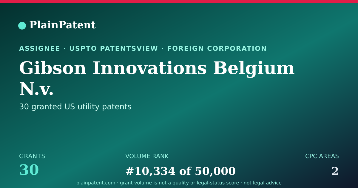 Shareable card for Gibson Innovations Belgium N.v. Patent Portfolio