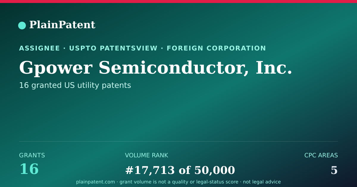 Shareable card for Gpower Semiconductor, Inc. Patent Portfolio