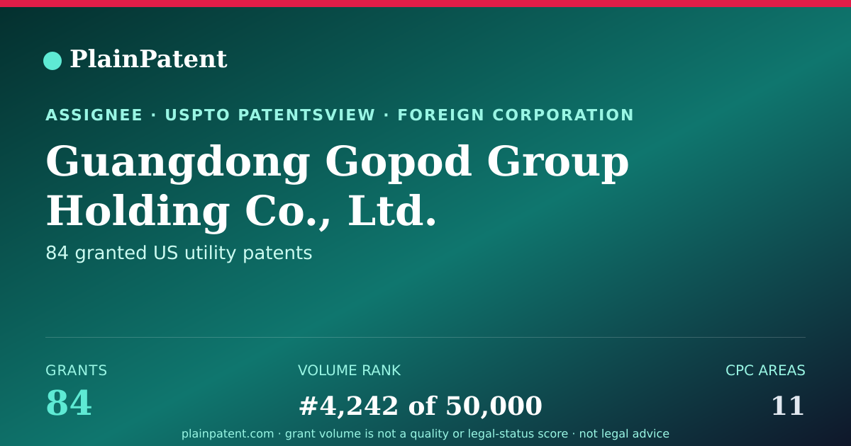 Shareable card for Guangdong Gopod Group Holding Co., Ltd. Patent Portfolio