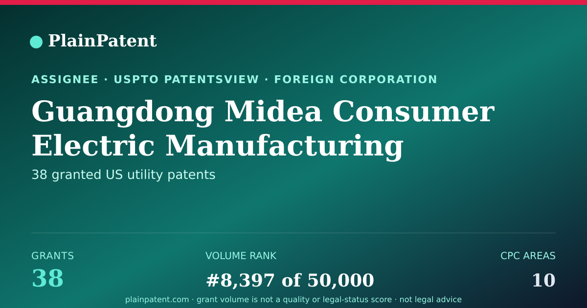 Shareable card for Guangdong Midea Consumer Electric Manufacturing Co., Ltd. Patent Portfolio