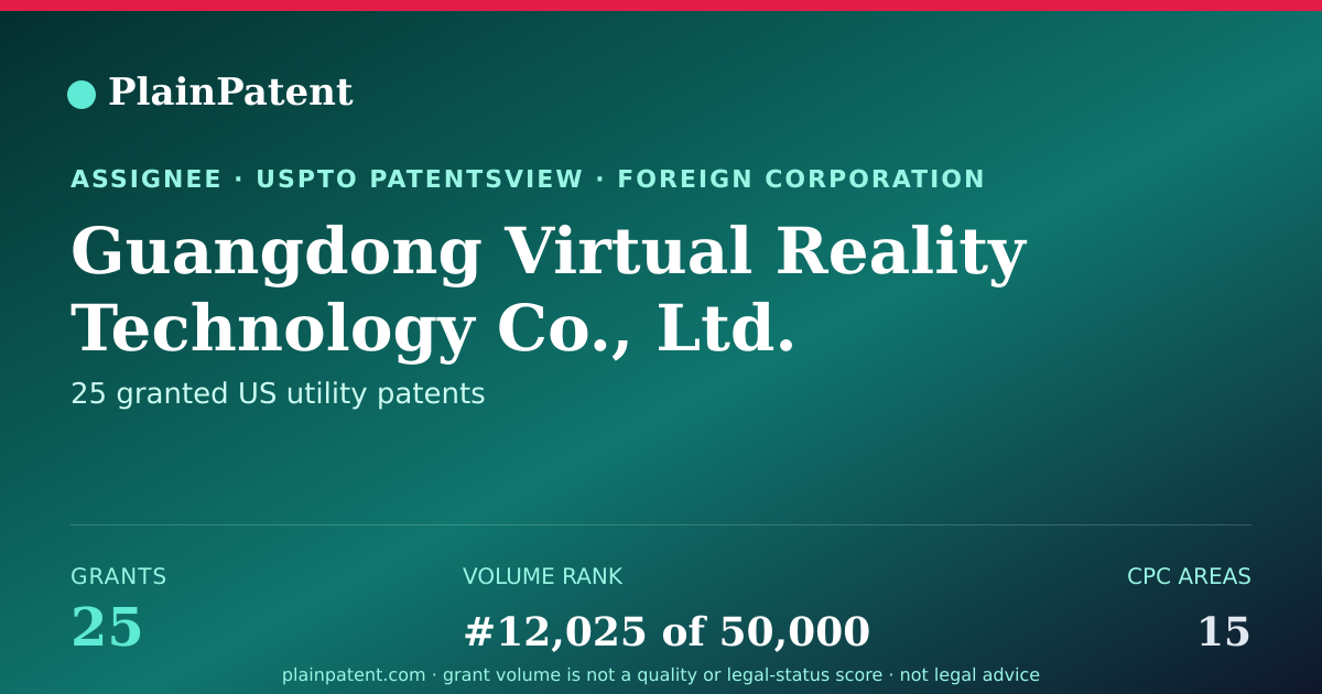 Shareable card for Guangdong Virtual Reality Technology Co., Ltd. Patent Portfolio