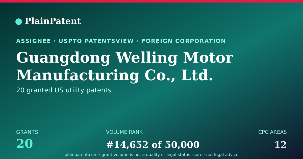 Shareable card for Guangdong Welling Motor Manufacturing Co., Ltd. Patent Portfolio