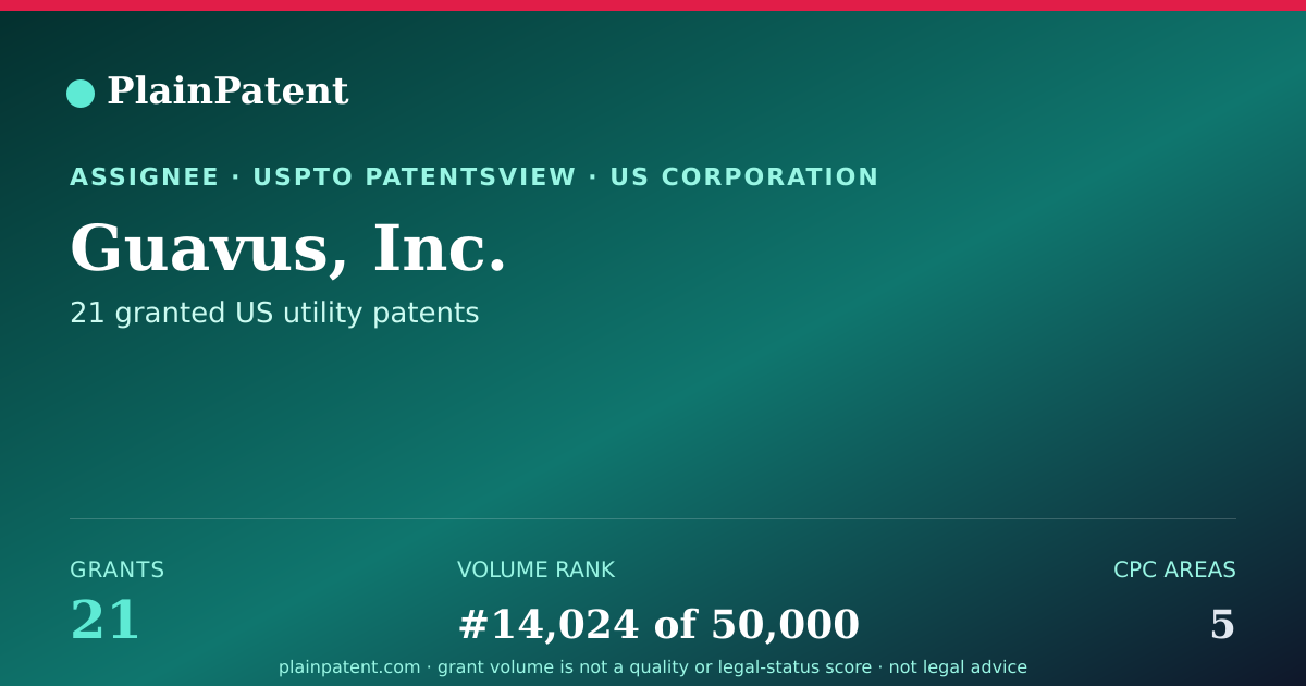 Shareable card for Guavus, Inc. Patent Portfolio