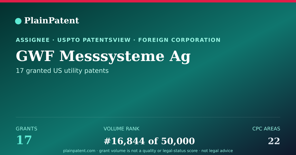 Shareable card for GWF Messsysteme Ag Patent Portfolio