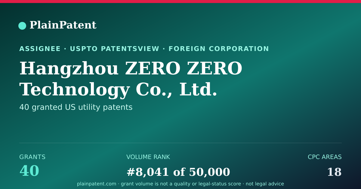 Shareable card for Hangzhou ZERO ZERO Technology Co., Ltd. Patent Portfolio
