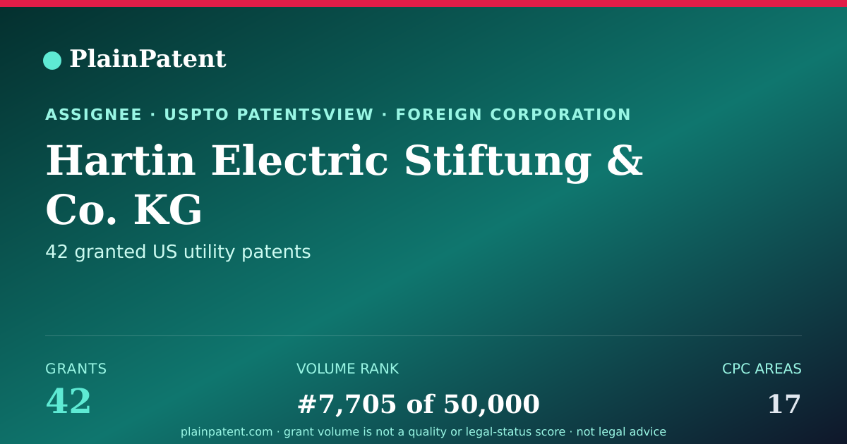 Shareable card for Hartin Electric Stiftung & Co. KG Patent Portfolio