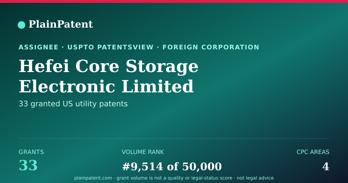 Shareable card for Hefei Core Storage Electronic Limited Patent Portfolio