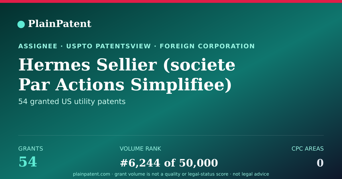 Shareable card for Hermes Sellier (societe Par Actions Simplifiee) Patent Portfolio