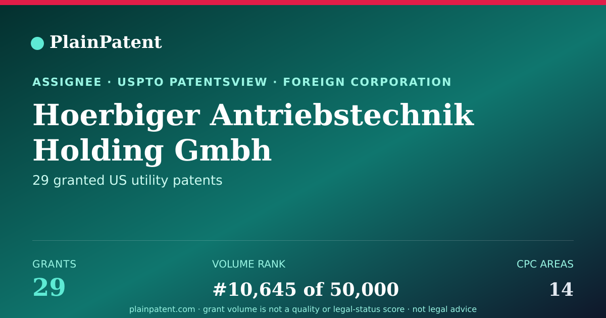 Shareable card for Hoerbiger Antriebstechnik Holding Gmbh Patent Portfolio