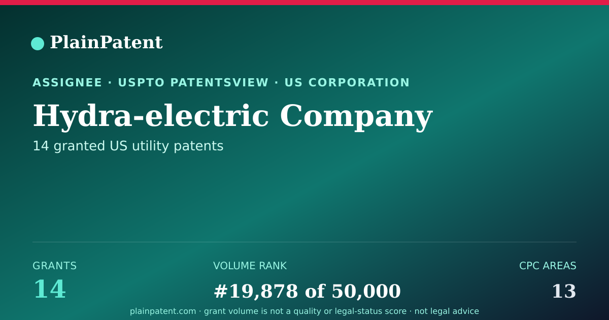 Shareable card for Hydra-electric Company Patent Portfolio