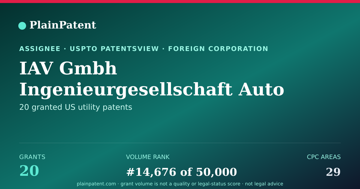 Shareable card for IAV Gmbh Ingenieurgesellschaft Auto Und Verkehr Patent Portfolio