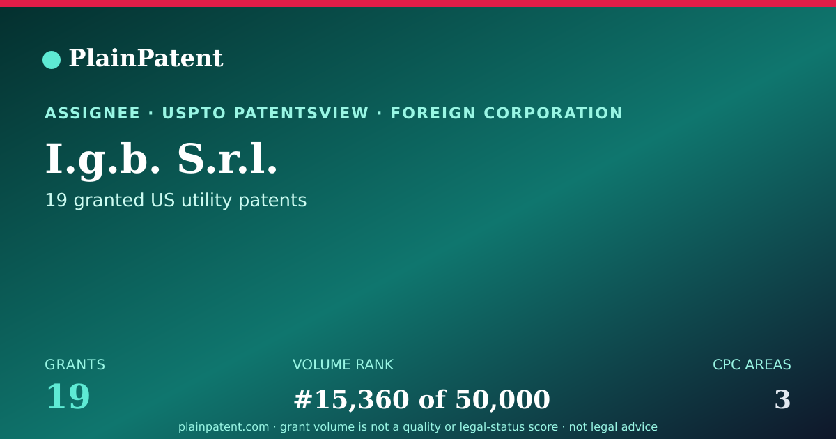 Shareable card for I.g.b. S.r.l. Patent Portfolio