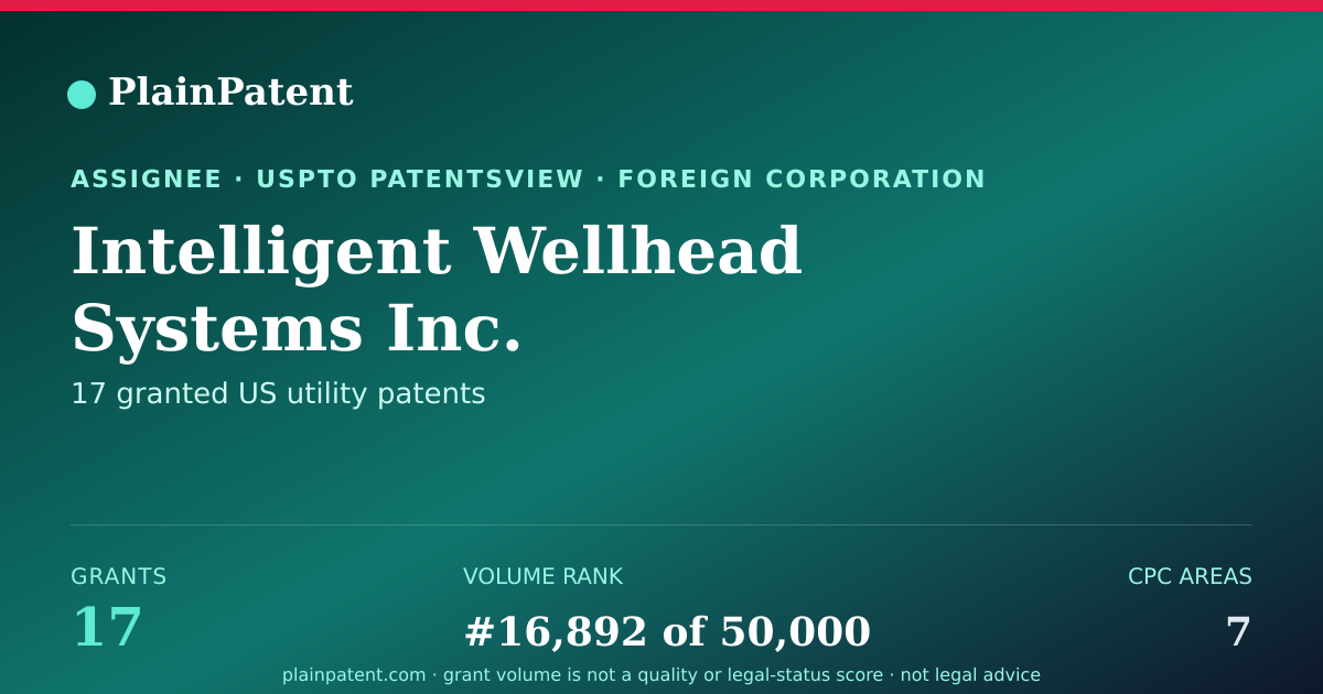Shareable card for Intelligent Wellhead Systems Inc. Patent Portfolio