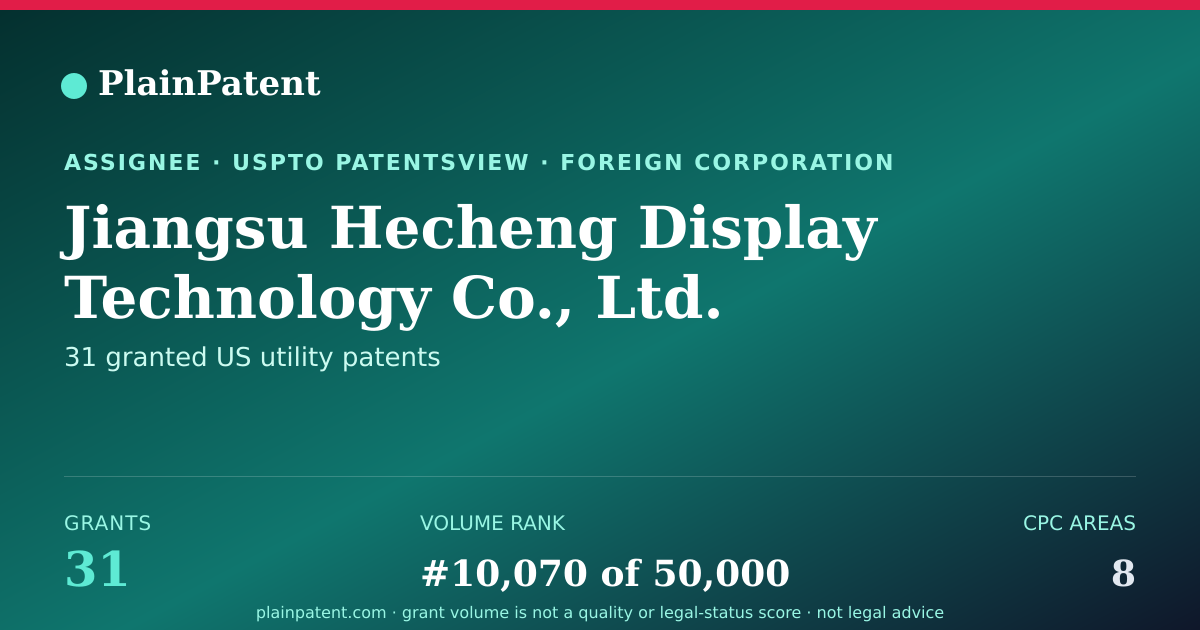 Shareable card for Jiangsu Hecheng Display Technology Co., Ltd. Patent Portfolio