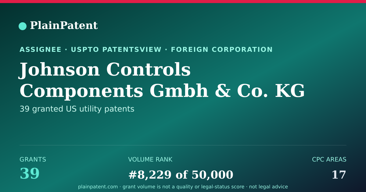 Shareable card for Johnson Controls Components Gmbh & Co. KG Patent Portfolio