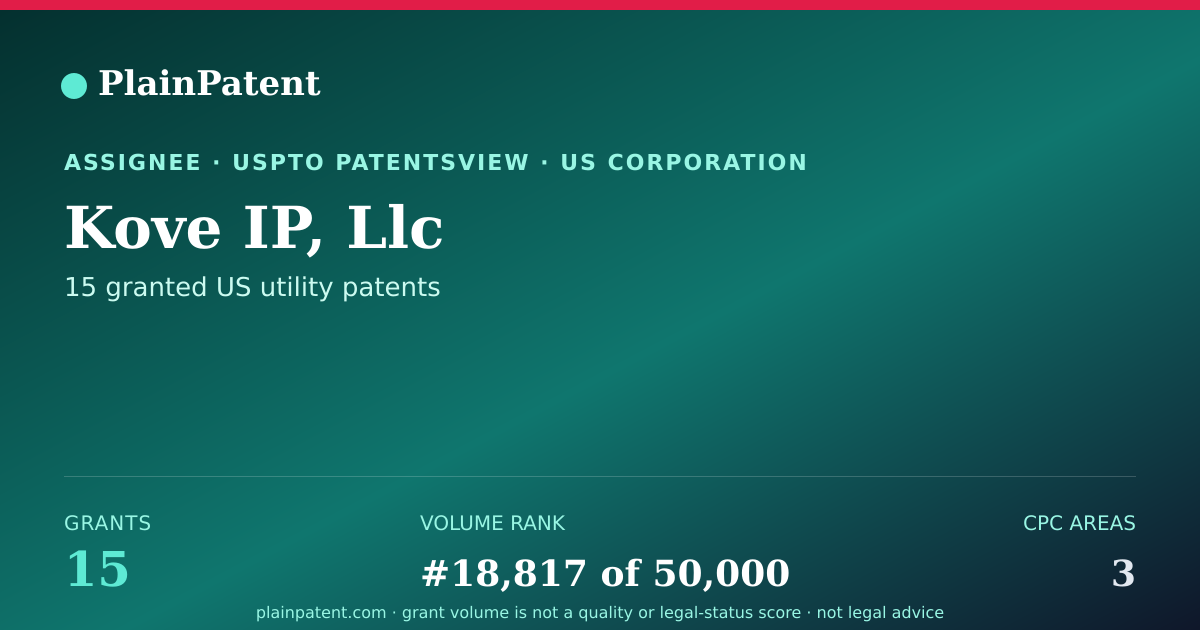 Shareable card for Kove IP, Llc Patent Portfolio