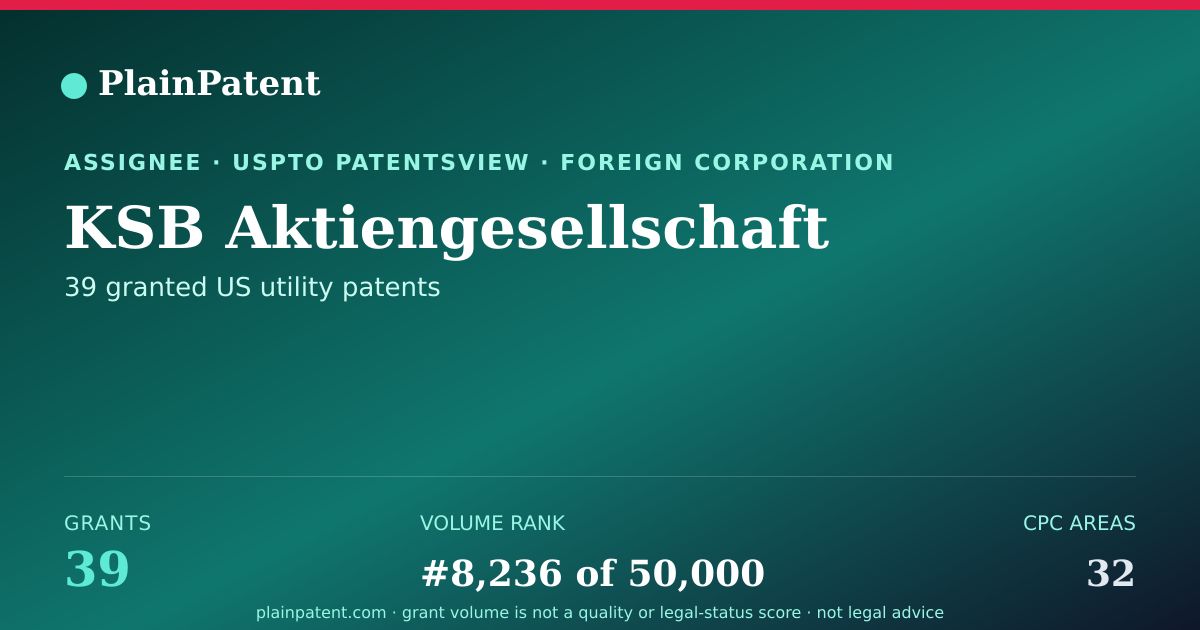 Shareable card for KSB Aktiengesellschaft Patent Portfolio