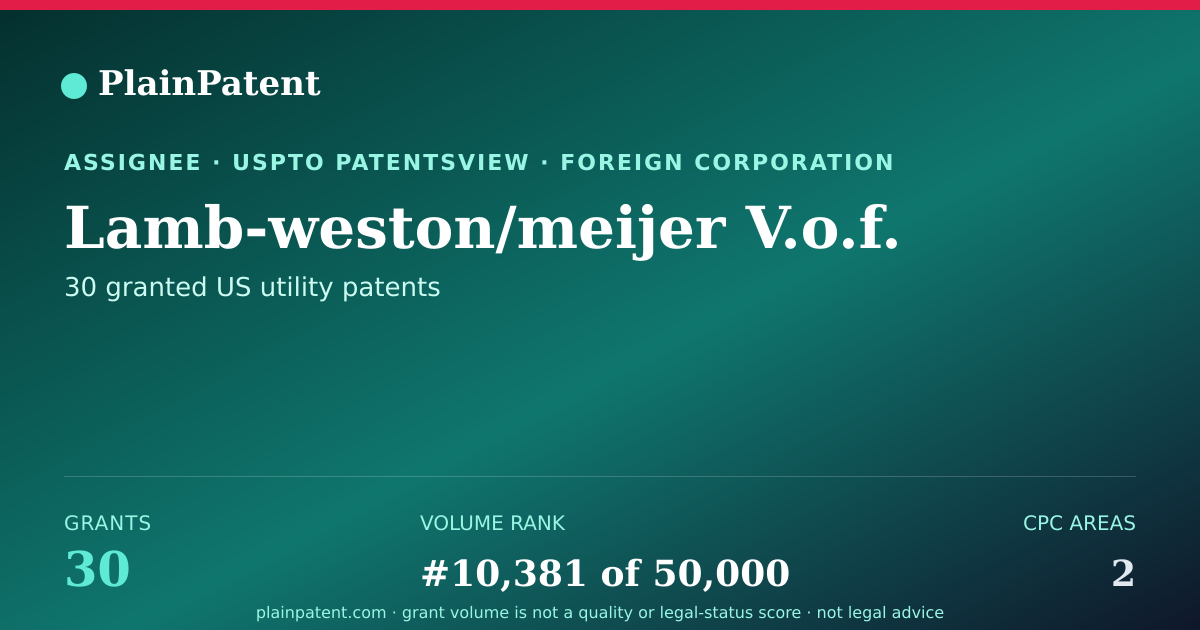 Shareable card for Lamb-weston/meijer V.o.f. Patent Portfolio