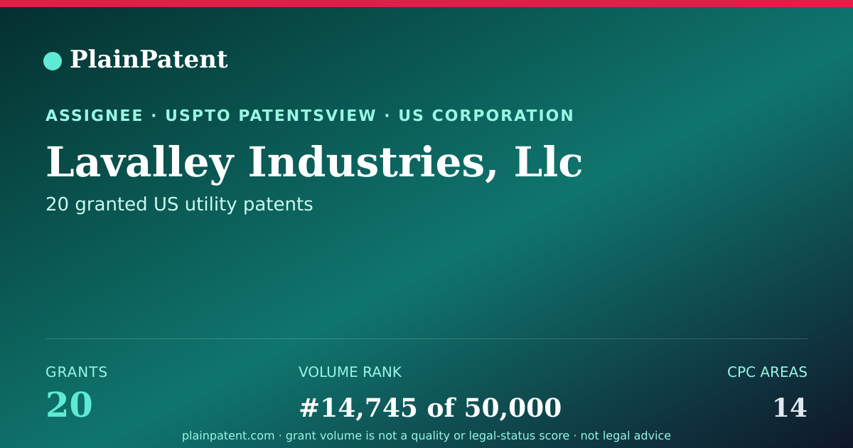 Shareable card for Lavalley Industries, Llc Patent Portfolio