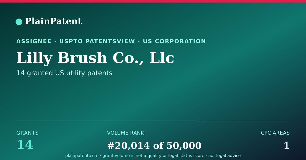Shareable card for Lilly Brush Co., Llc Patent Portfolio