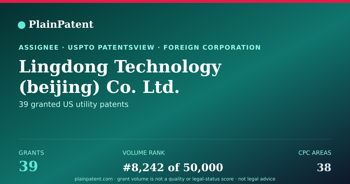 Shareable card for Lingdong Technology (beijing) Co. Ltd. Patent Portfolio