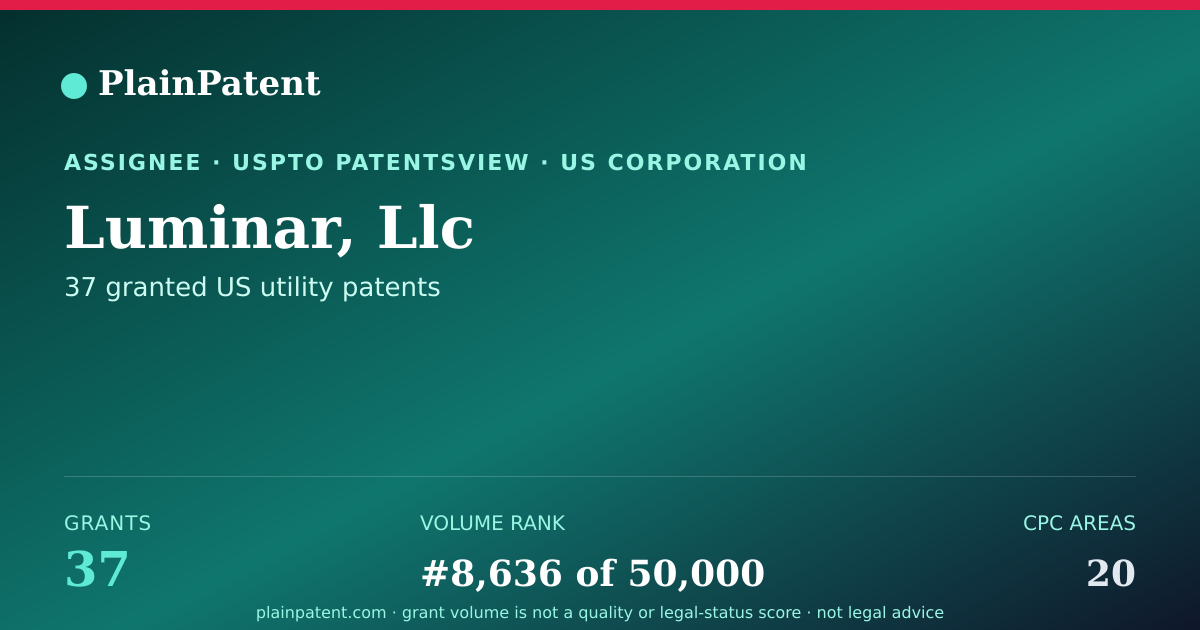 Shareable card for Luminar, Llc Patent Portfolio