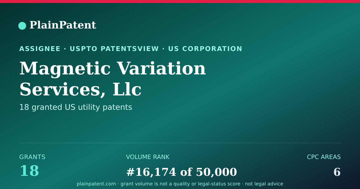Shareable card for Magnetic Variation Services, Llc Patent Portfolio
