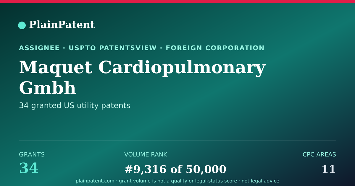 Shareable card for Maquet Cardiopulmonary Gmbh Patent Portfolio