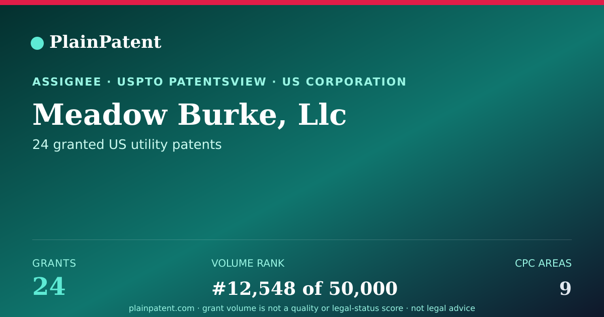 Shareable card for Meadow Burke, Llc Patent Portfolio