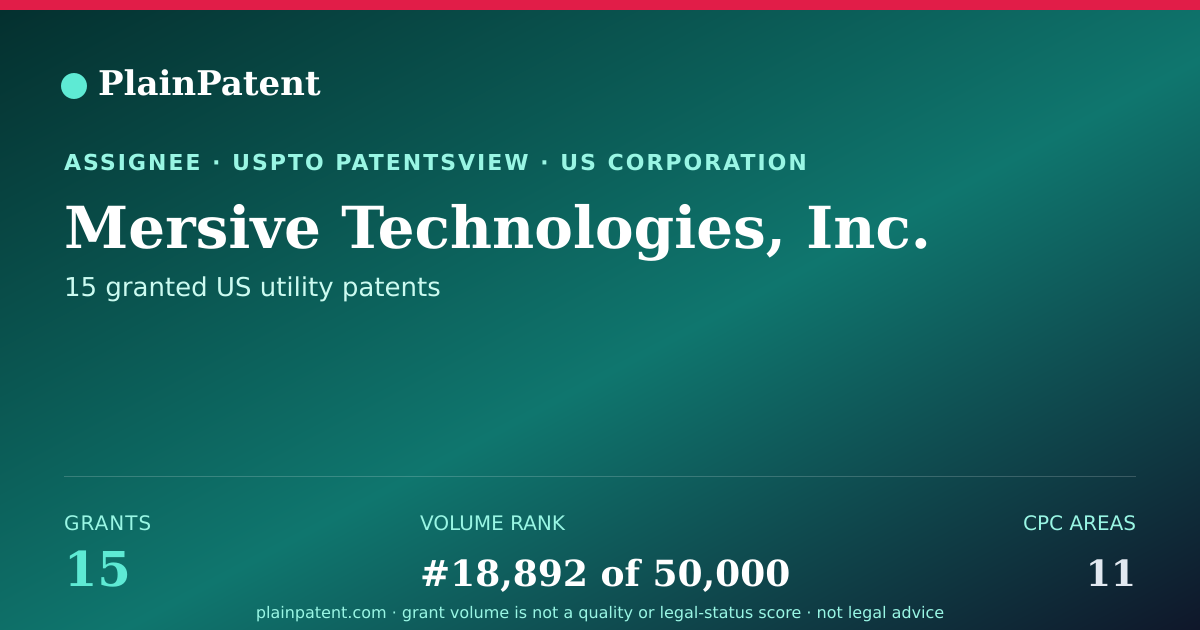 Shareable card for Mersive Technologies, Inc. Patent Portfolio