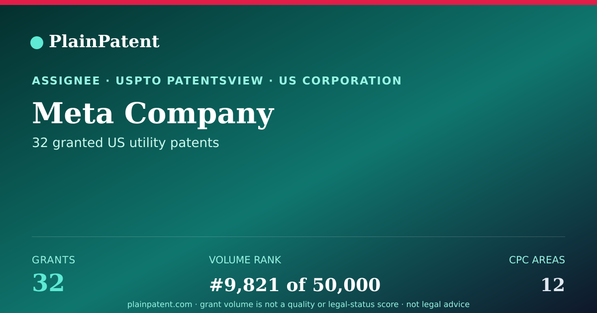 Shareable card for Meta Company Patent Portfolio