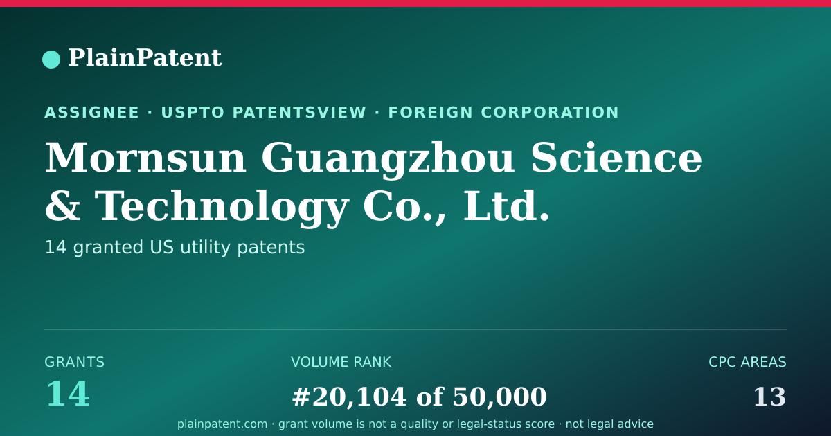 Shareable card for Mornsun Guangzhou Science & Technology Co., Ltd. Patent Portfolio