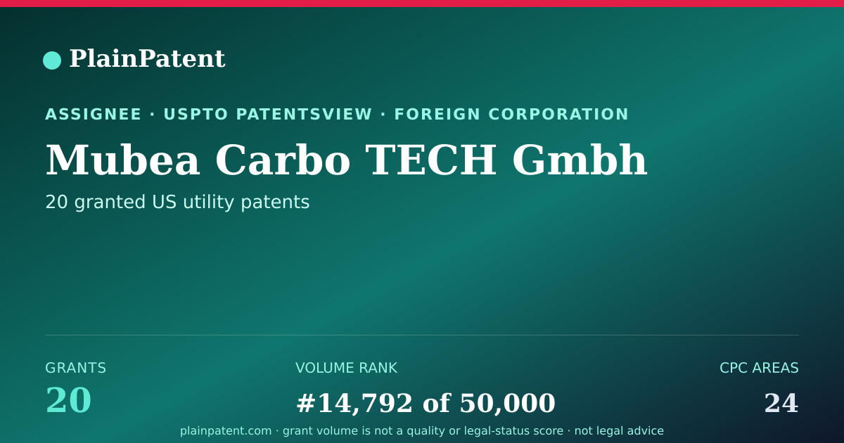 Shareable card for Mubea Carbo TECH Gmbh Patent Portfolio