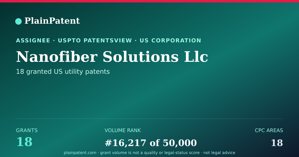 Shareable card for Nanofiber Solutions Llc Patent Portfolio