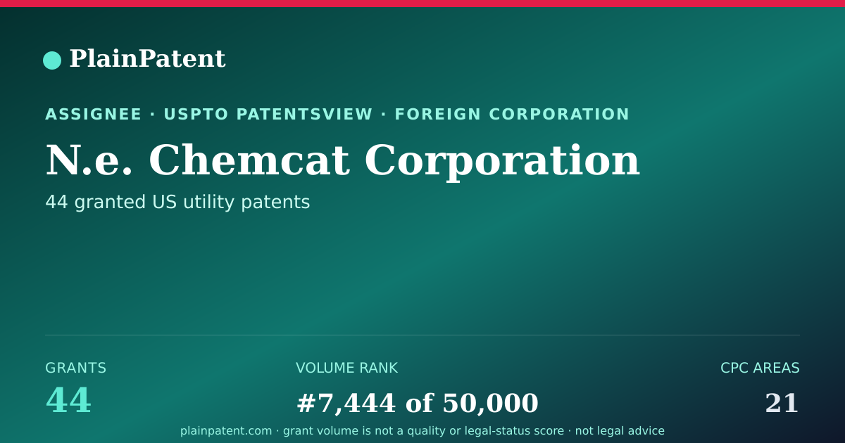 Shareable card for N.e. Chemcat Corporation Patent Portfolio
