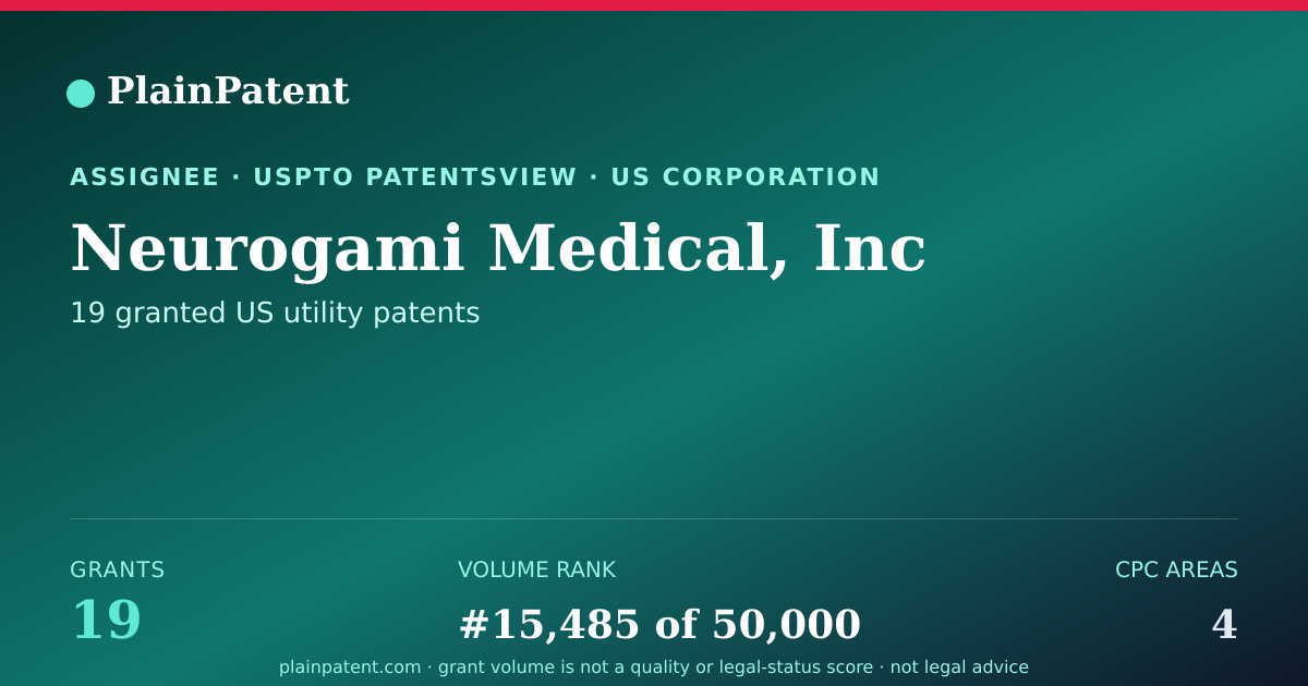 Shareable card for Neurogami Medical, Inc Patent Portfolio