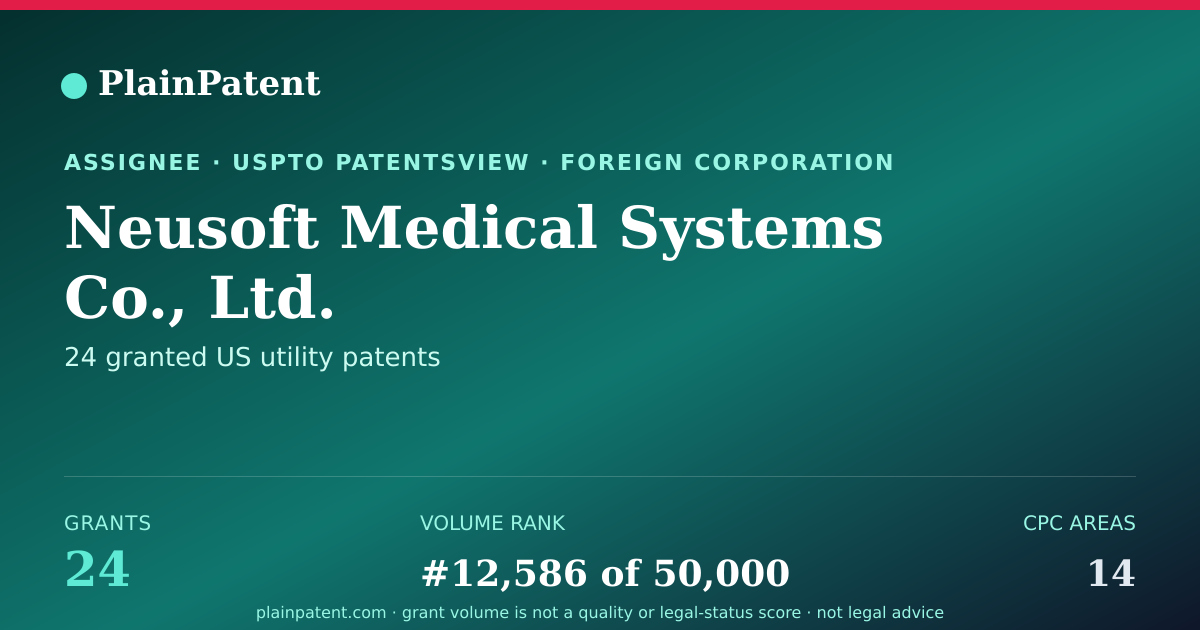 Shareable card for Neusoft Medical Systems Co., Ltd. Patent Portfolio