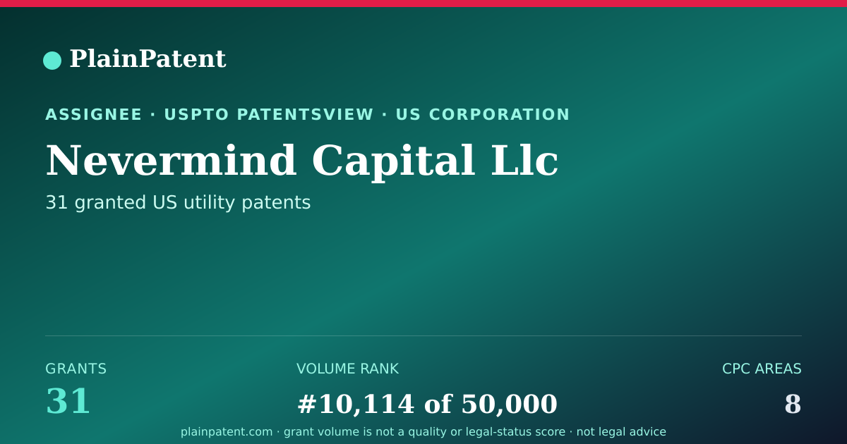 Shareable card for Nevermind Capital Llc Patent Portfolio