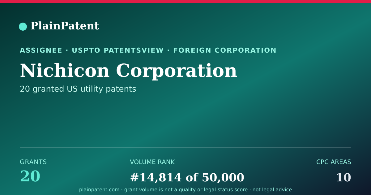 Shareable card for Nichicon Corporation Patent Portfolio