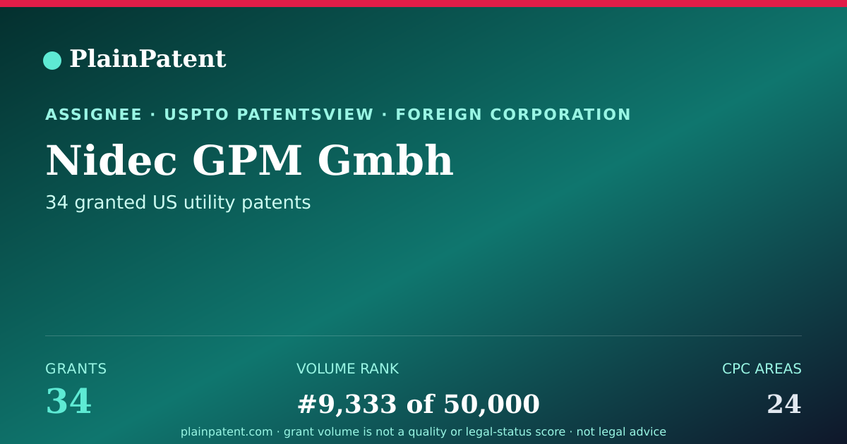 Shareable card for Nidec GPM Gmbh Patent Portfolio